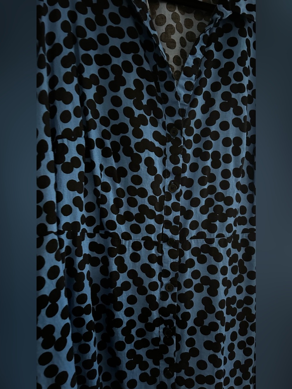Ava & Viv Blue and Black Polka Dot Midi Dress - Picture 3 of 7